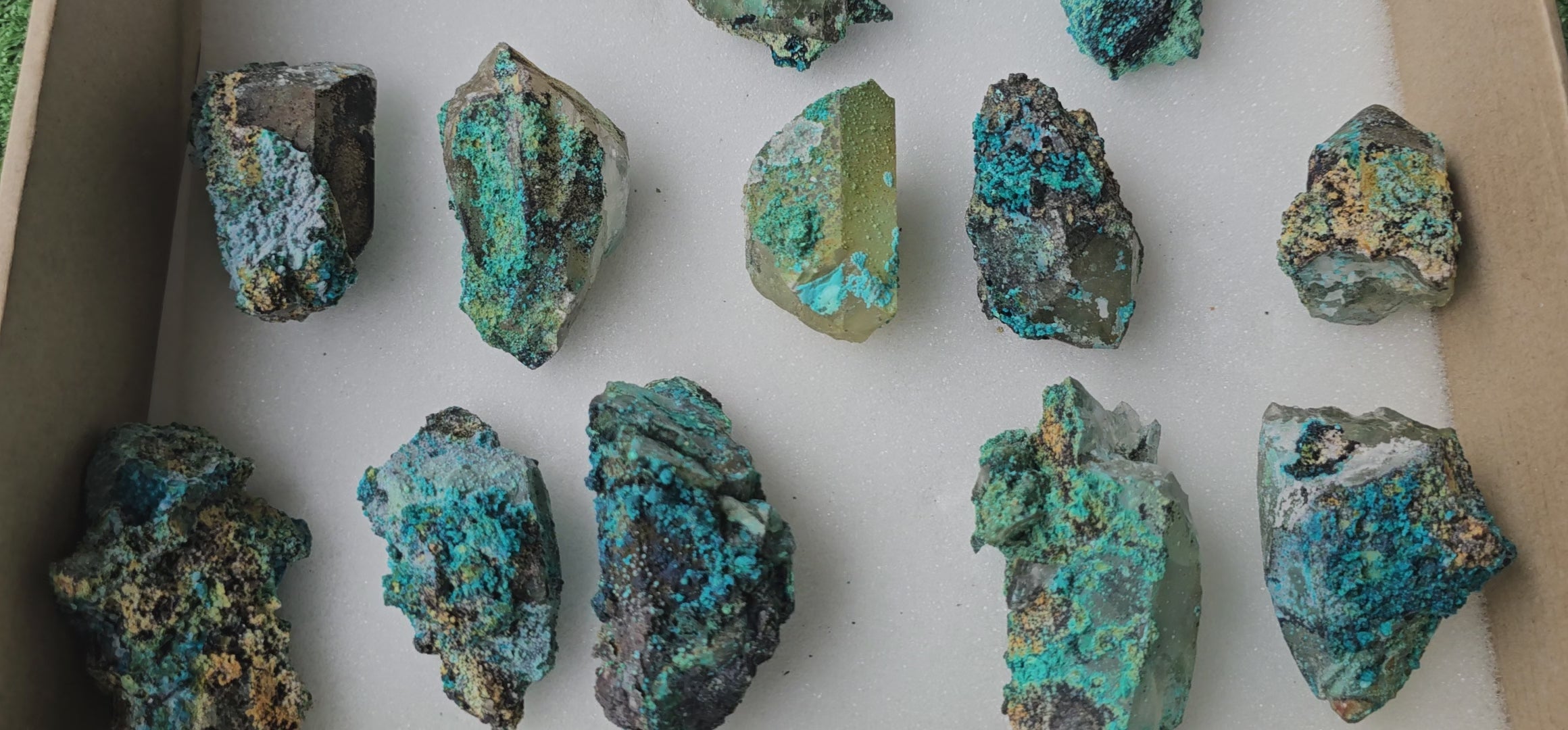 Load video: Lot 12 Chrysocolla on Quartz