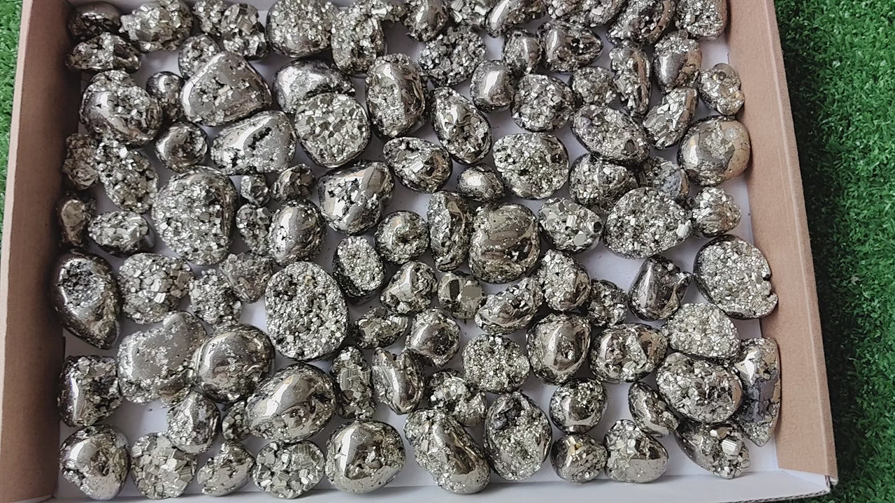 Load video: Lot 99 pcs Pyrite Tumbled*