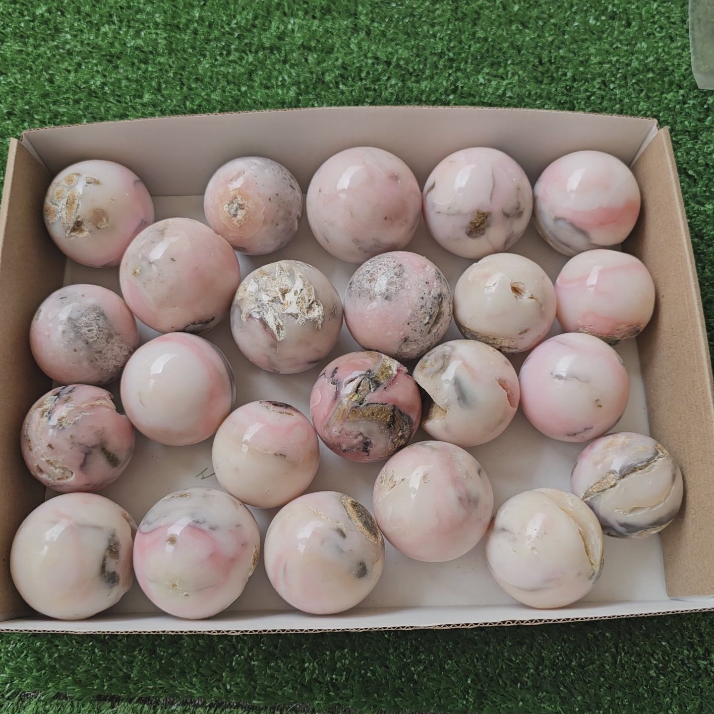 Load video: 23 pc pink opal spheres