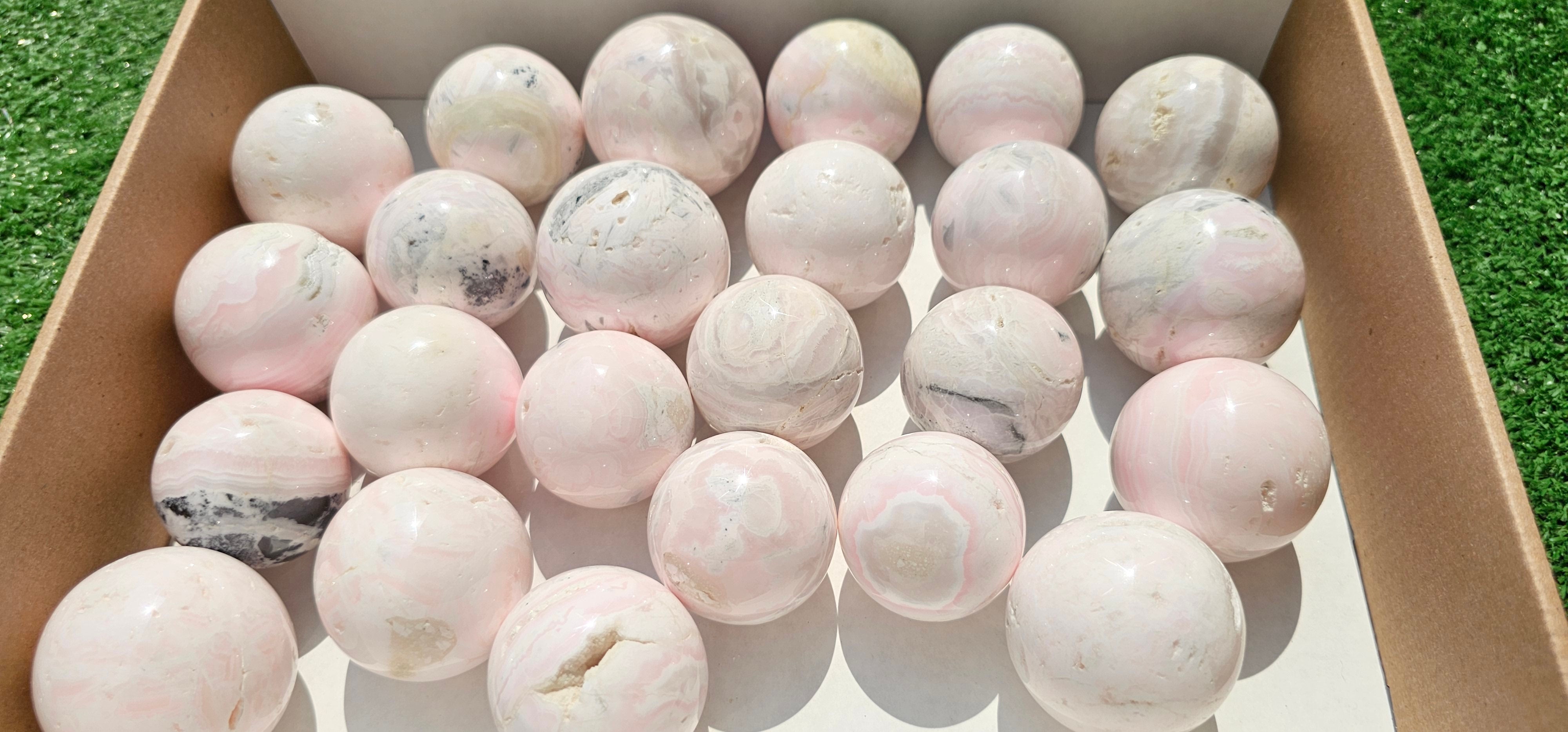 Lot 24 Spheres Mangano calcite drusy**