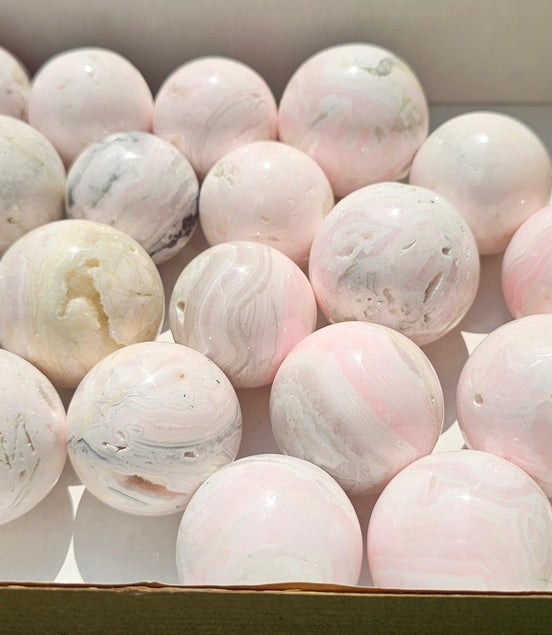 Lot 23 Spheres Mangano calcite drusy***
