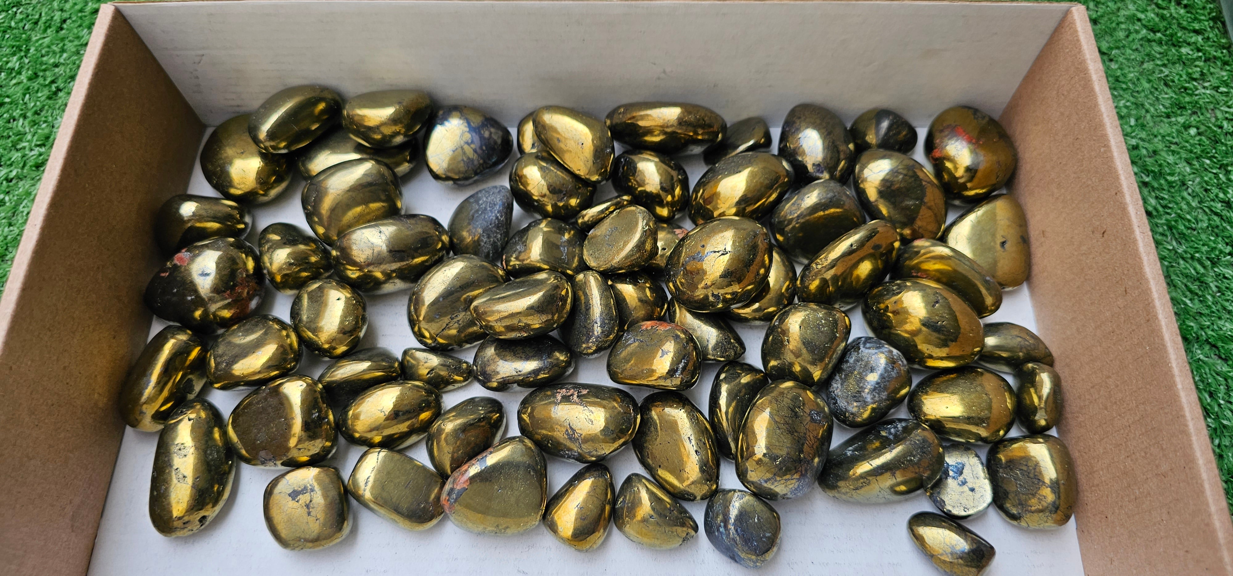 Lot 2 kg Tumbled Chalcopyrite***