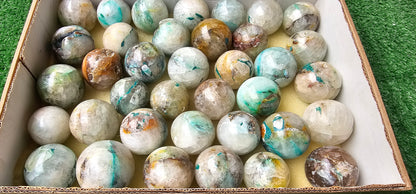 Lot 37 Spheres Quartz with Chrysocolla