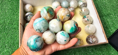 Lot 37 Spheres Quartz with Chrysocolla