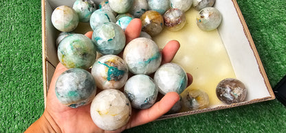 Lot 37 Spheres Quartz with Chrysocolla