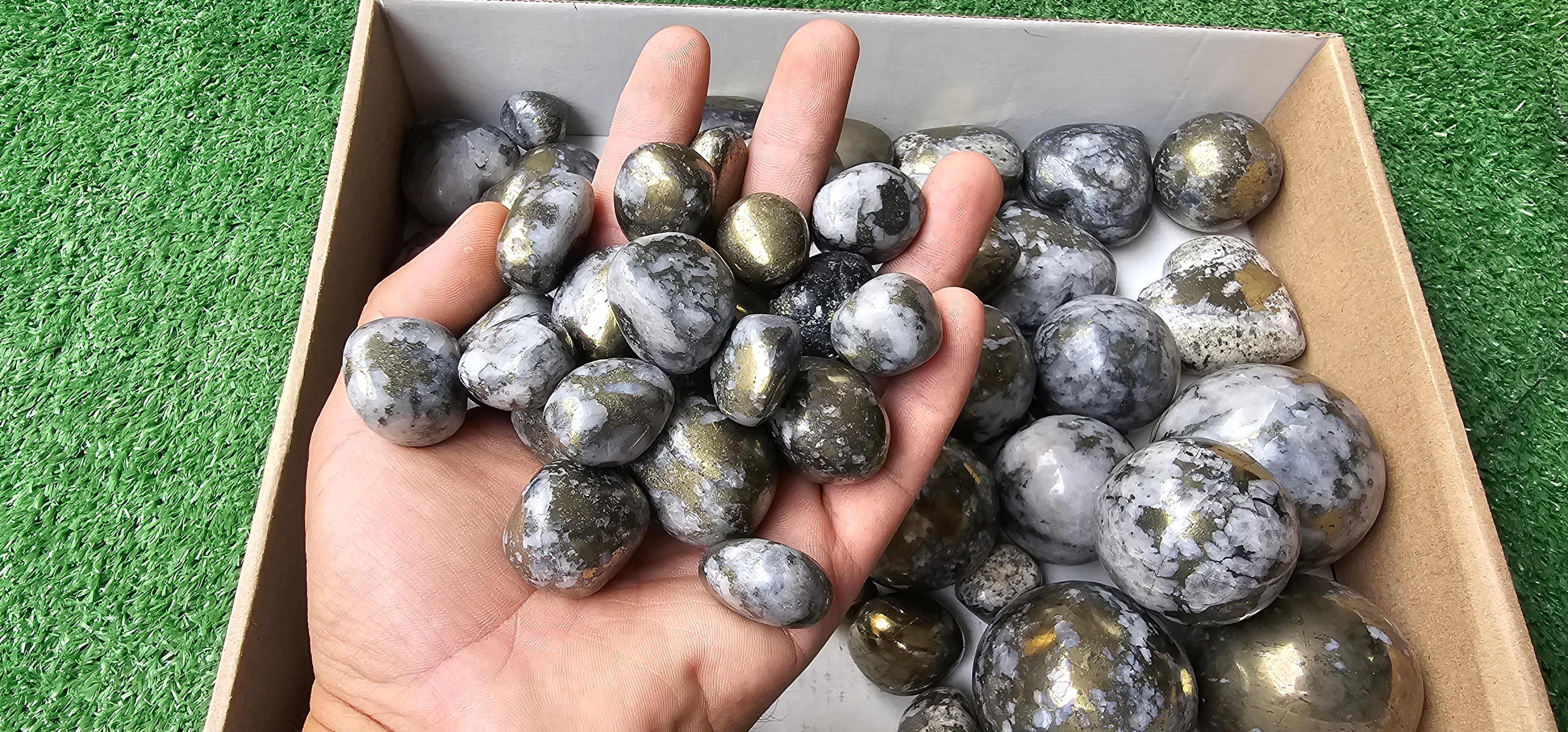 Lot 3.7 Kg Chalcopyrite Heart , Sphere and Tumbled