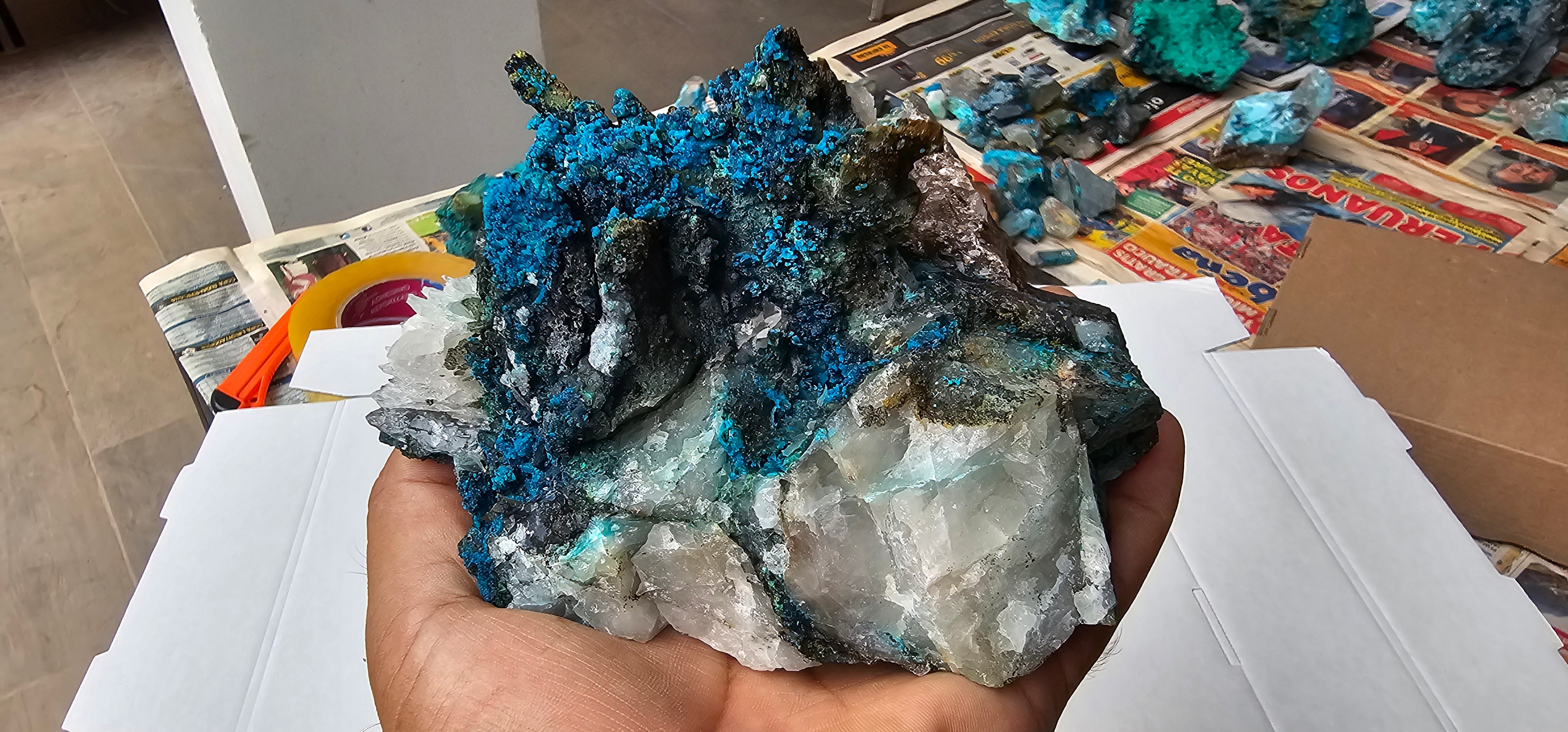 Chrysocolla on Quartz