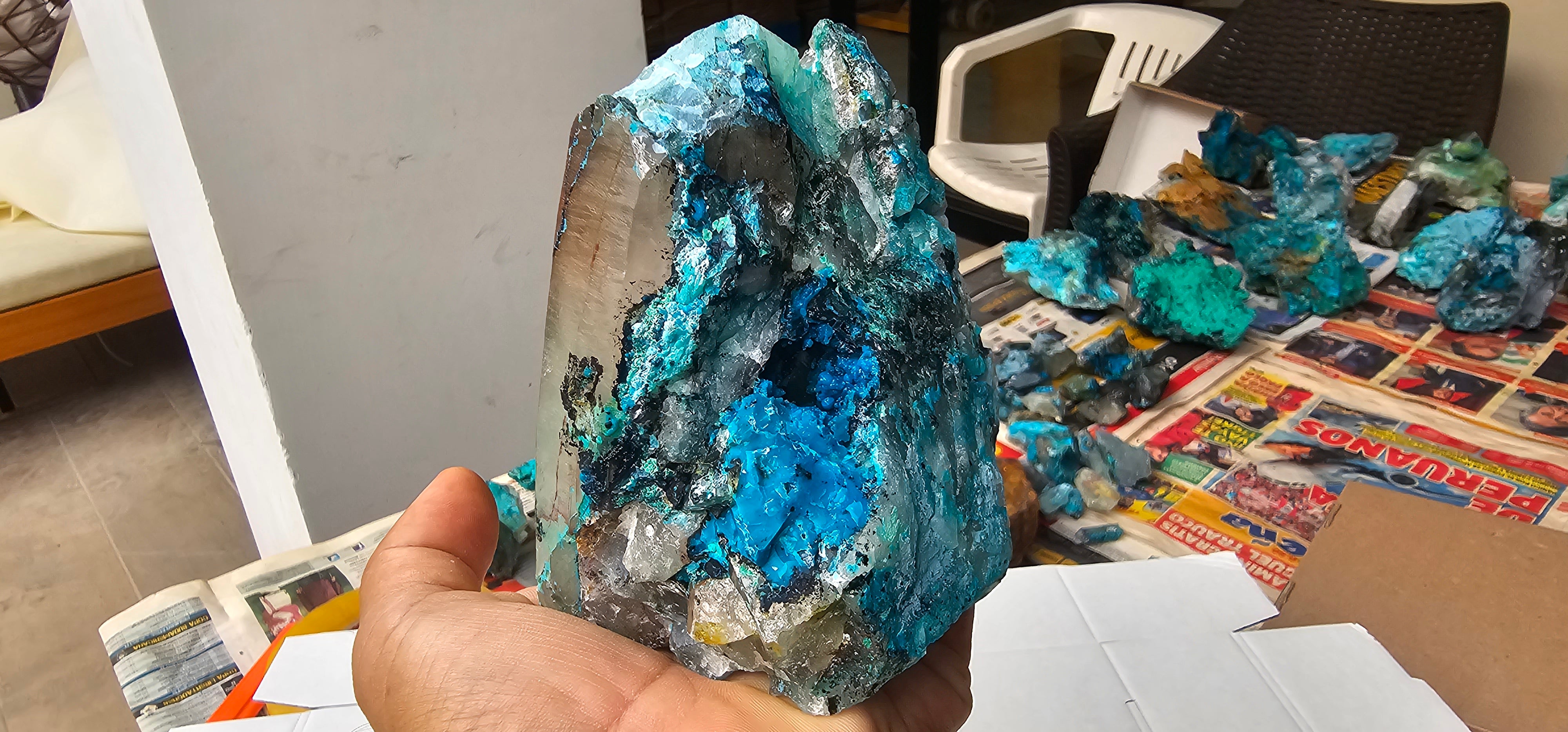 Chrysocolla on Quartz