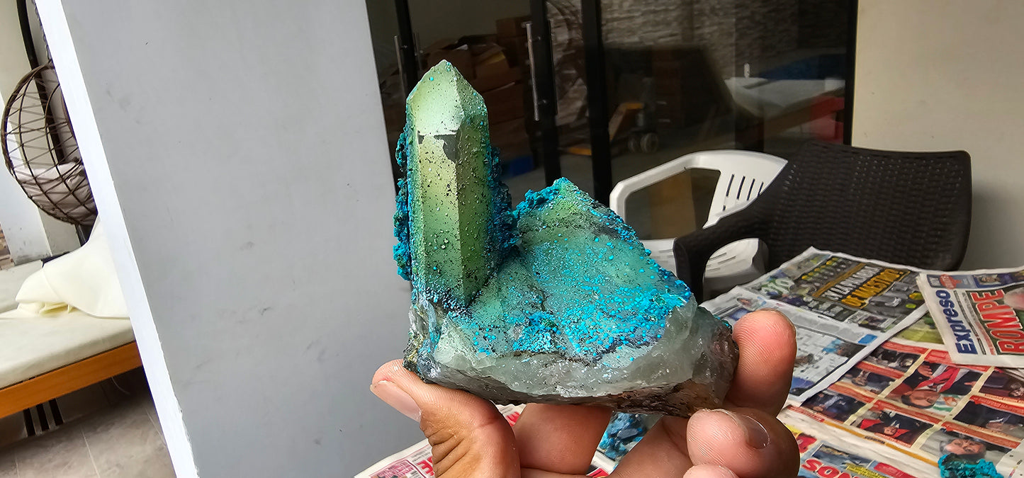 Chrysocolla on Quartz