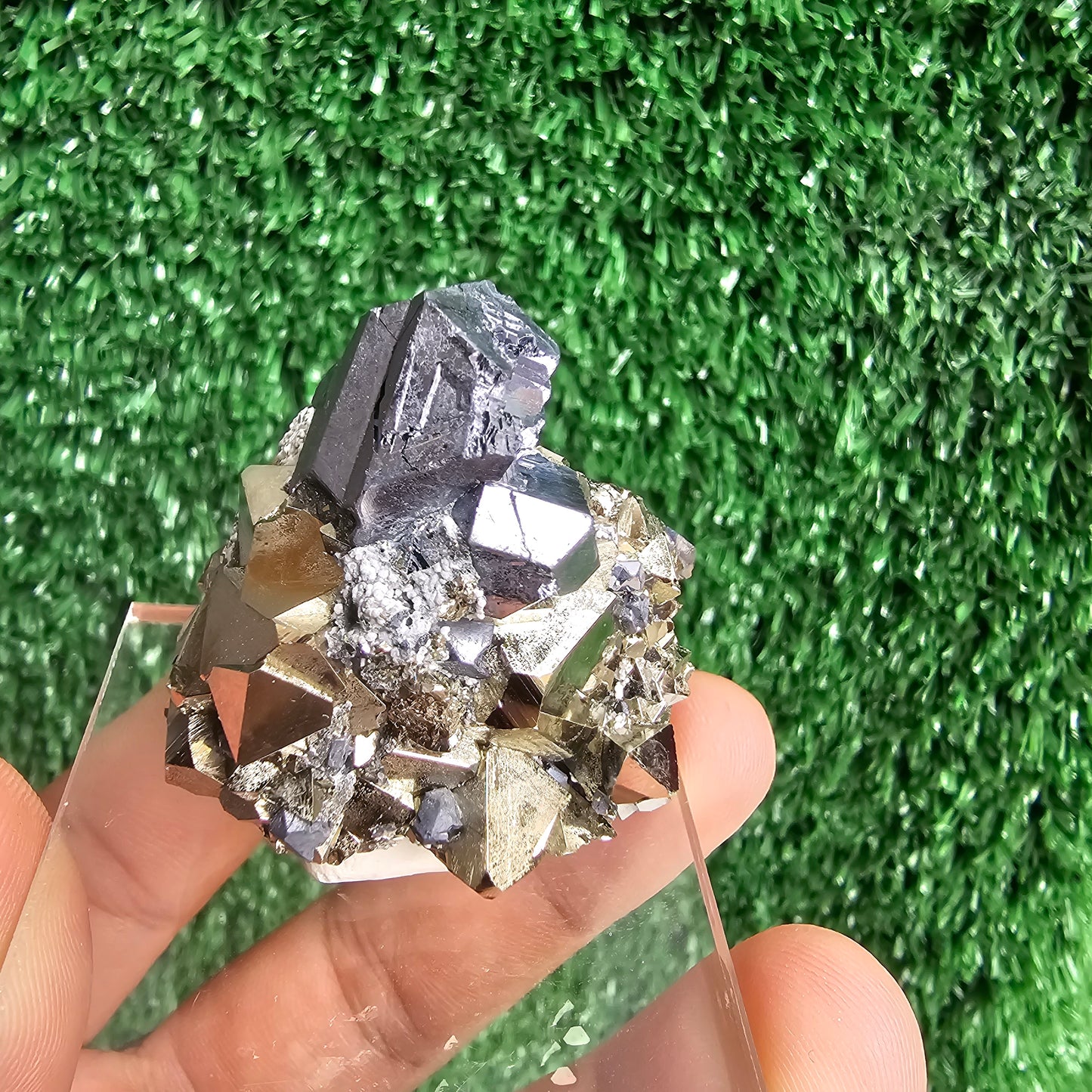 crystallized galena with Pyrite octahedral