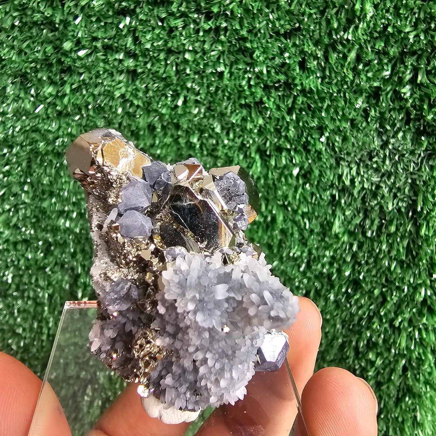 crystallized galena with Pyrite octahedral