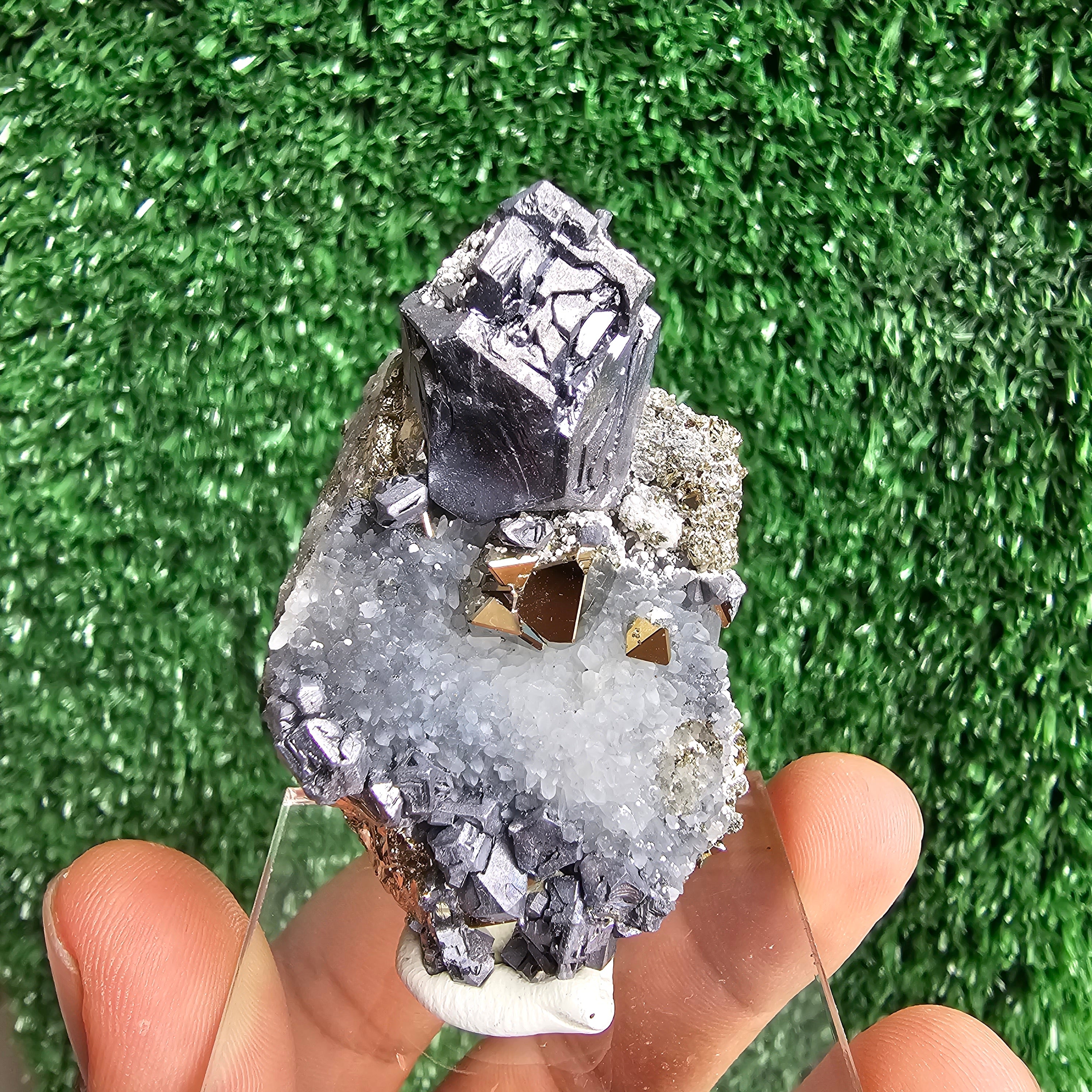crystallized galena with Pyrite octahedral