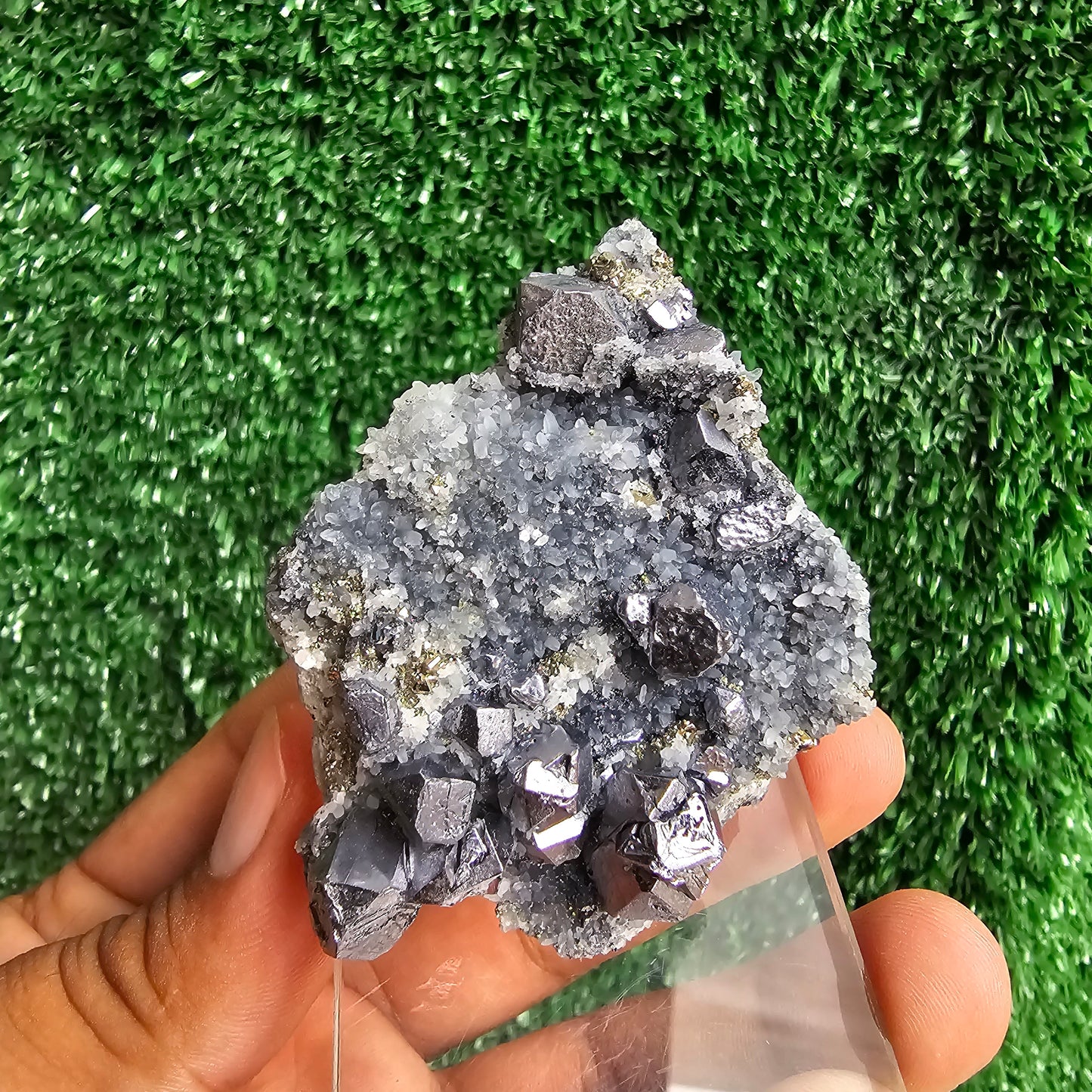 crystallized galena with Pyrite octahedral