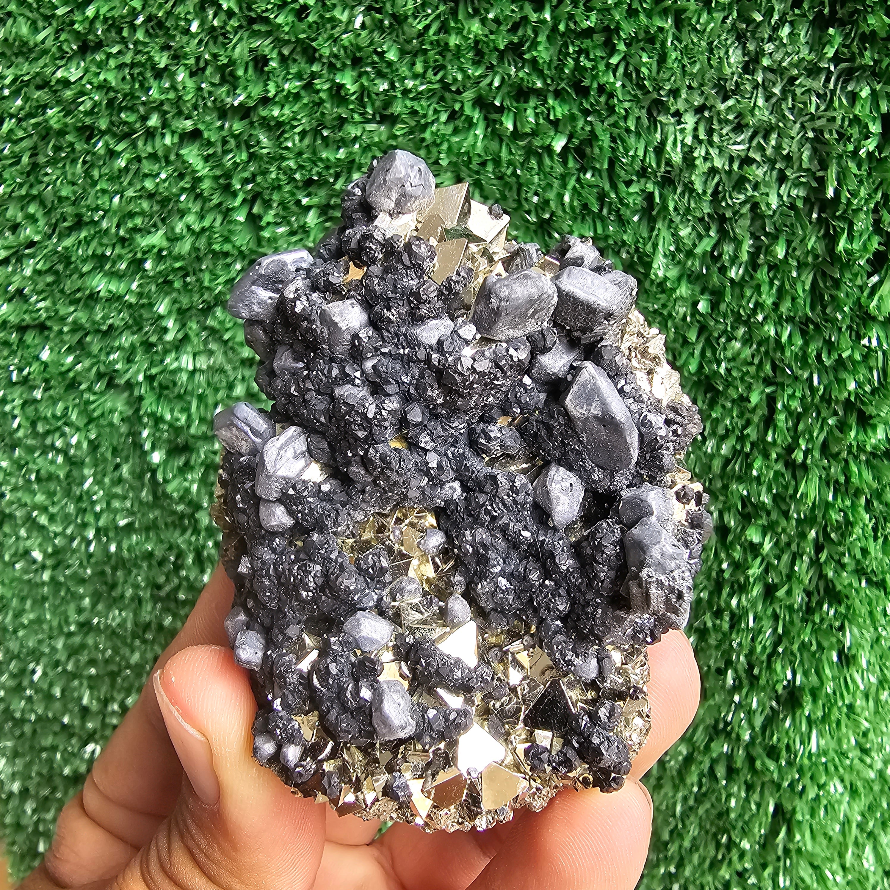 crystallized galena with Pyrite octahedral