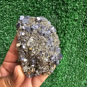 Galena Crystals on Octahedral Pyrite