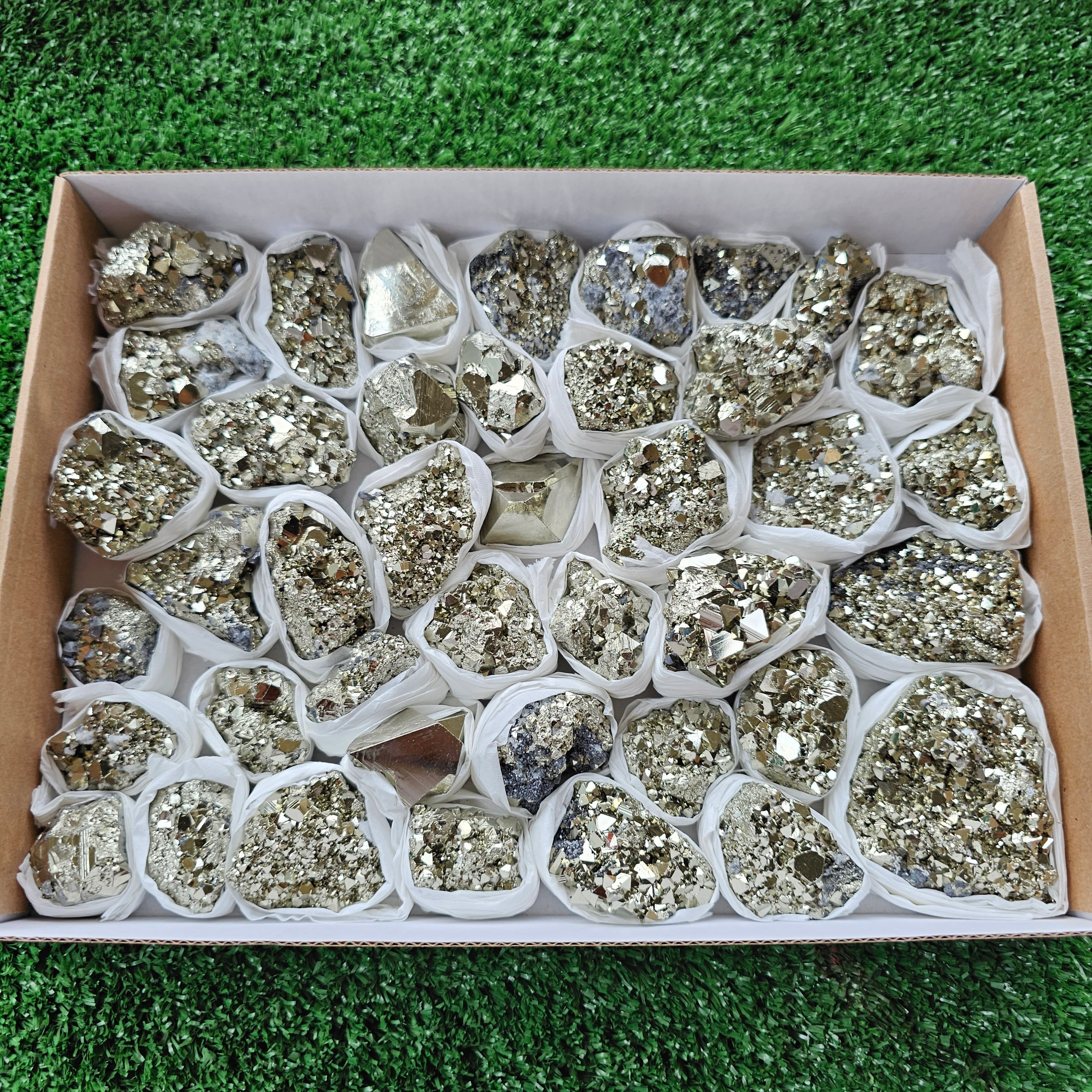 Box 41 pcs pyrite Octahedral