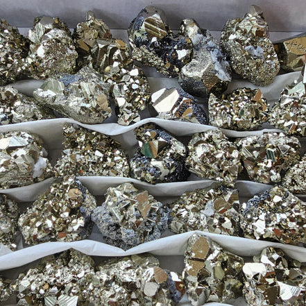 Box 60 pcs pyrite Octahedral