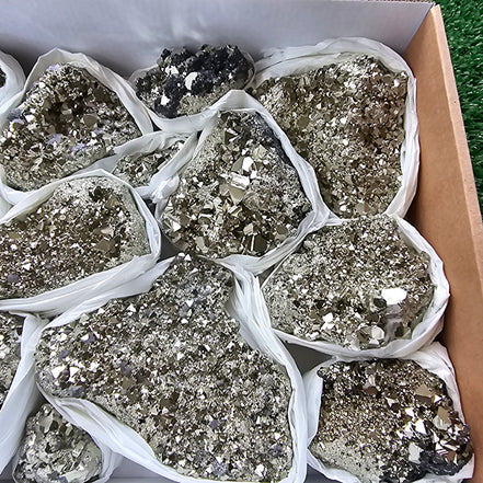 Box 14 pcs pyrite Octahedral