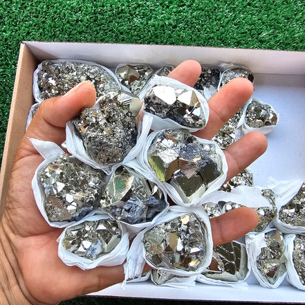 Box 46 pcs pyrite Octahedral