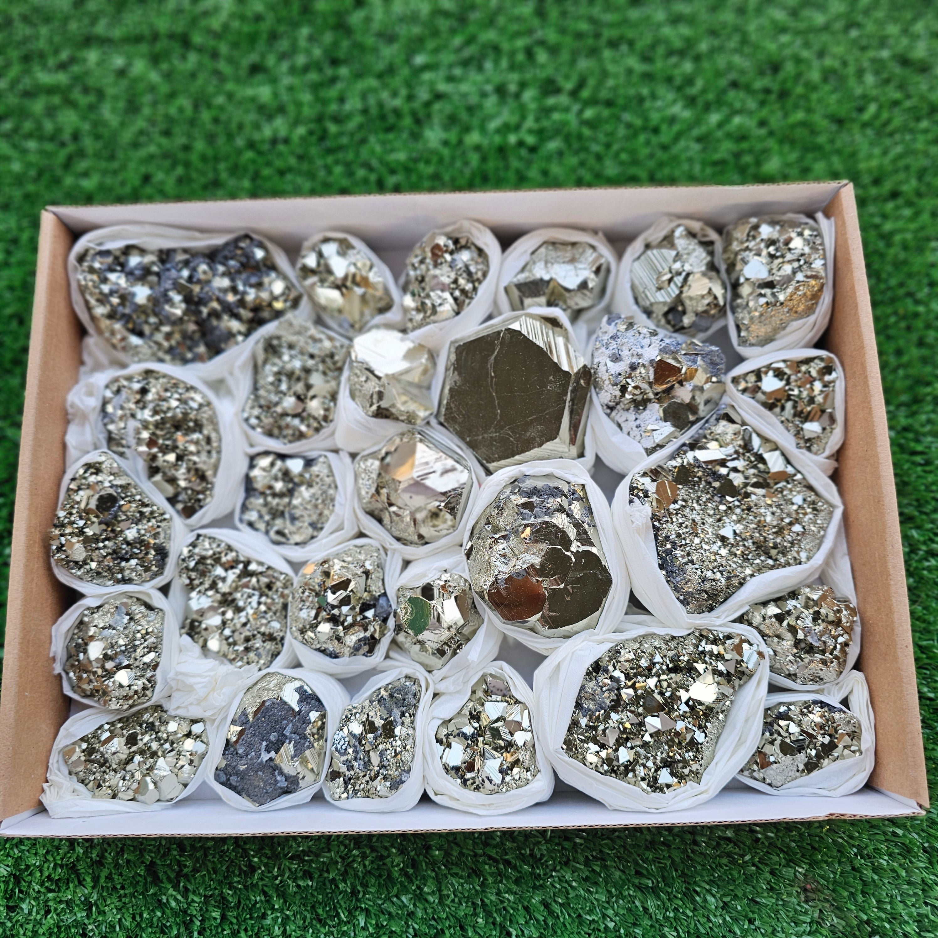 Box 28 pcs pyrite Octahedral