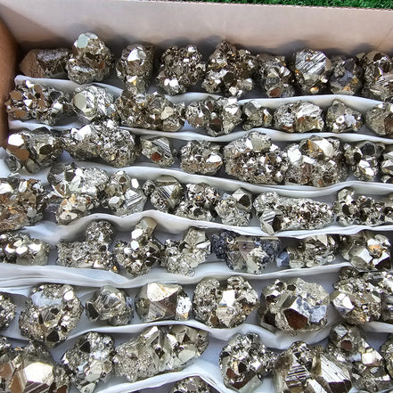 Box 107 pcs pyrite Octahedral