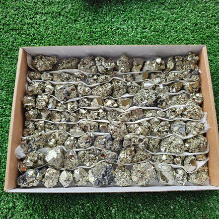 Box 104 pcs big pyrite Octahedral