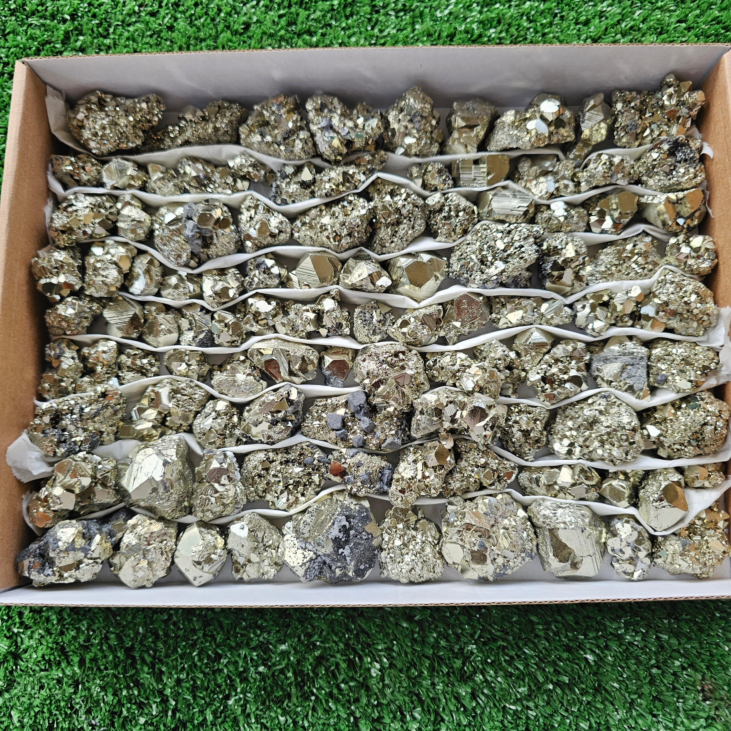 Box 104 pcs big pyrite Octahedral