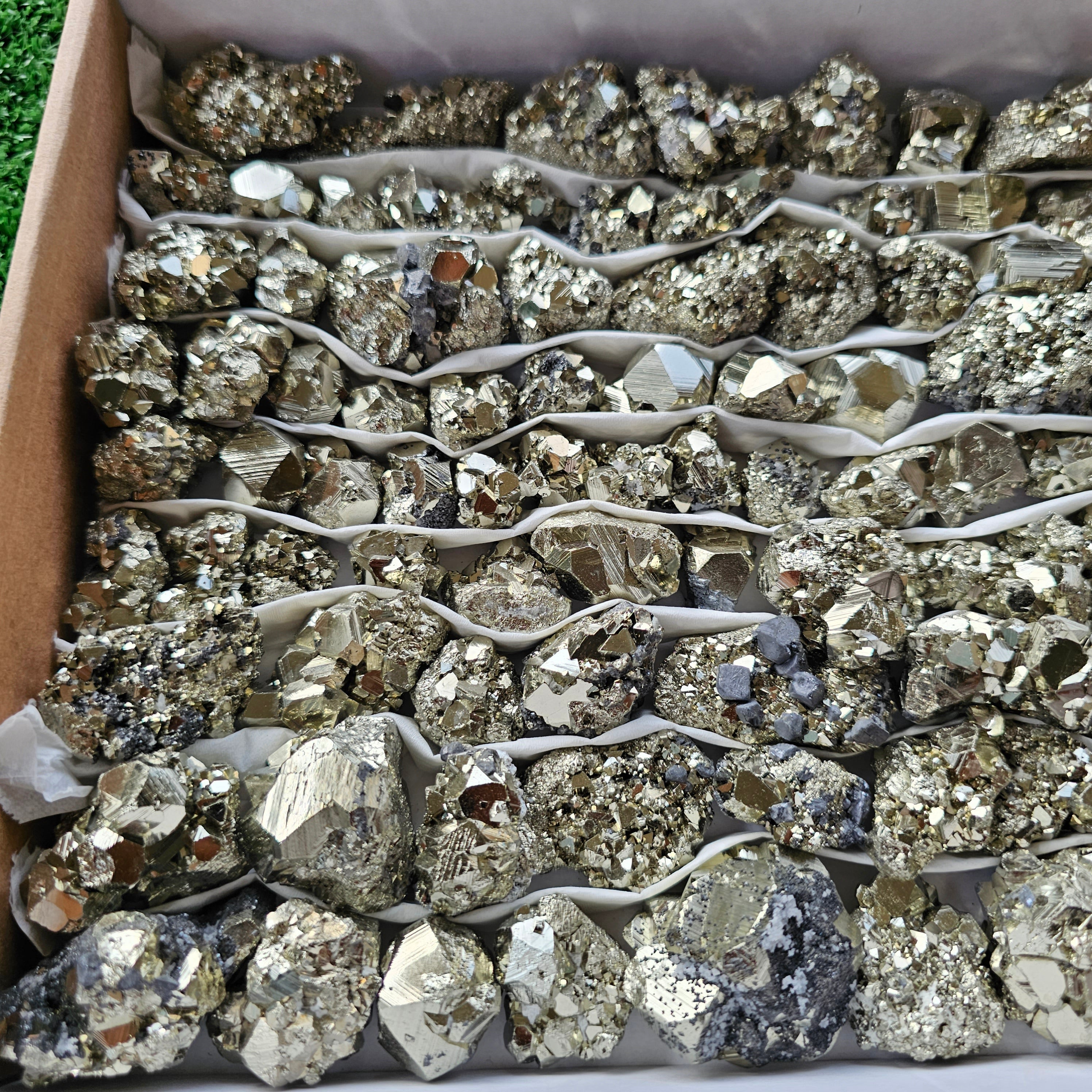 Box 104 pcs big pyrite Octahedral
