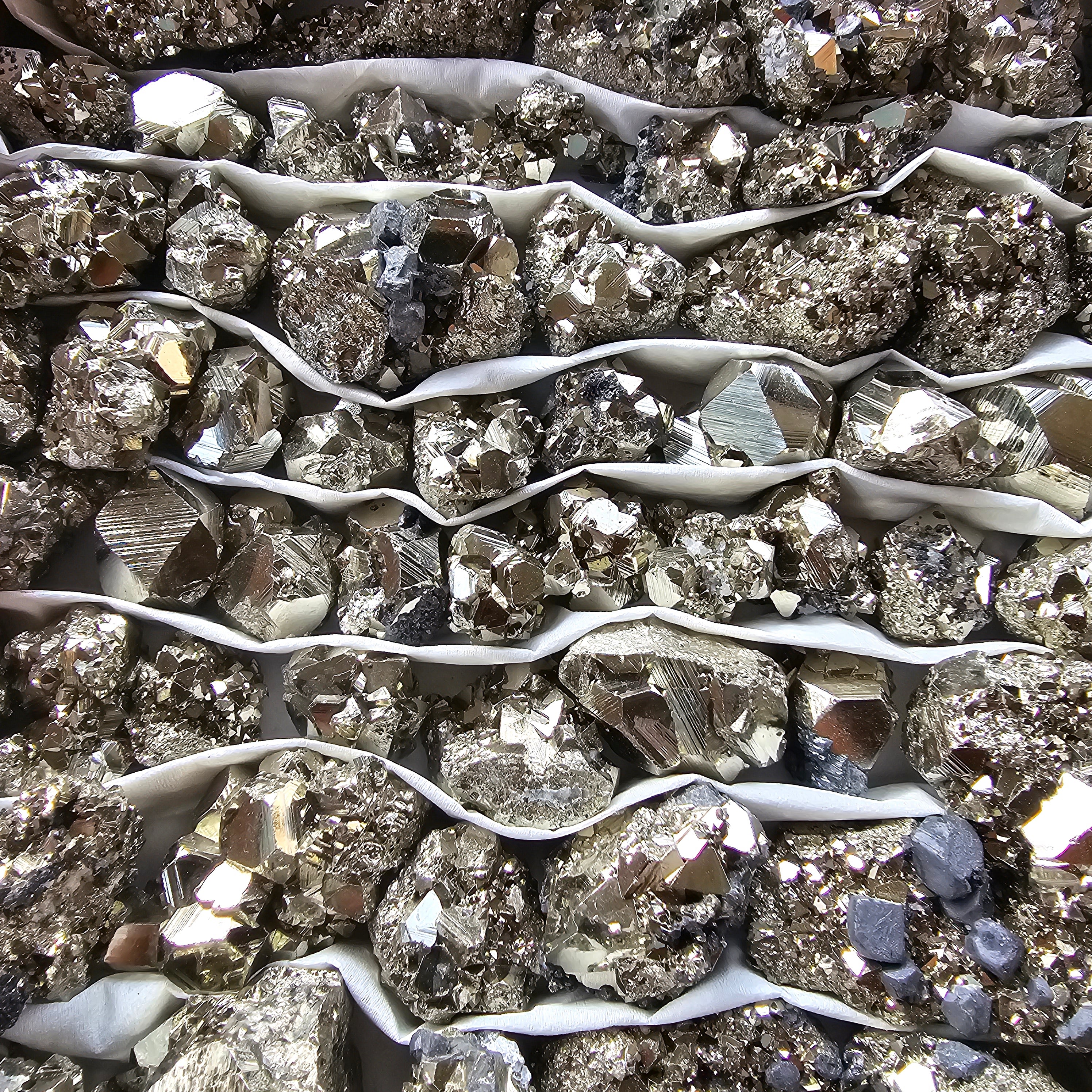 Box 104 pcs big pyrite Octahedral