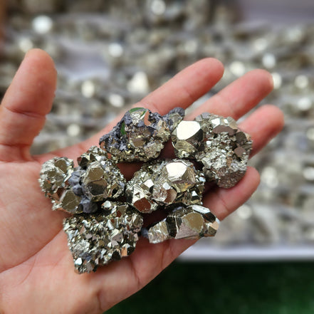 Box 104 pcs big pyrite Octahedral