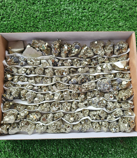 Box 109 pcs big pyrite Octahedral