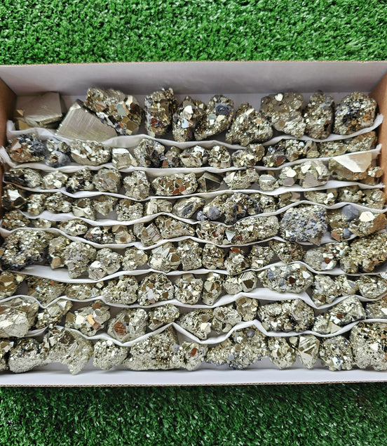 Box 109 pcs big pyrite Octahedral
