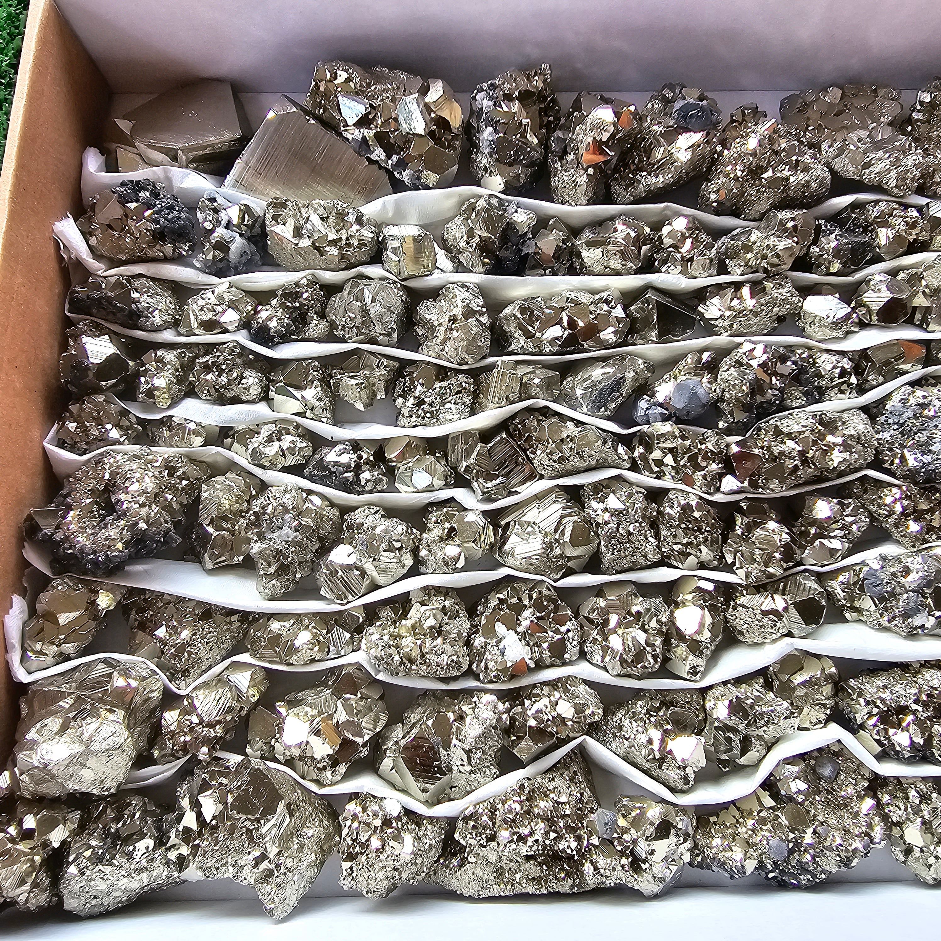 Box 109 pcs big pyrite Octahedral