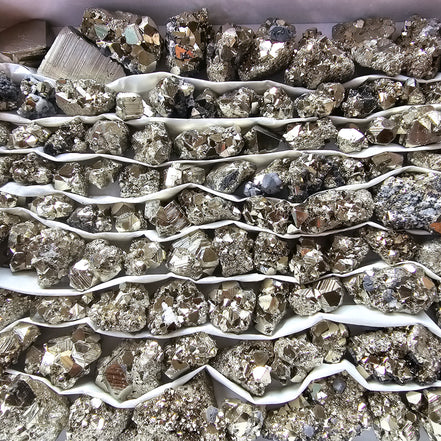 Box 109 pcs big pyrite Octahedral