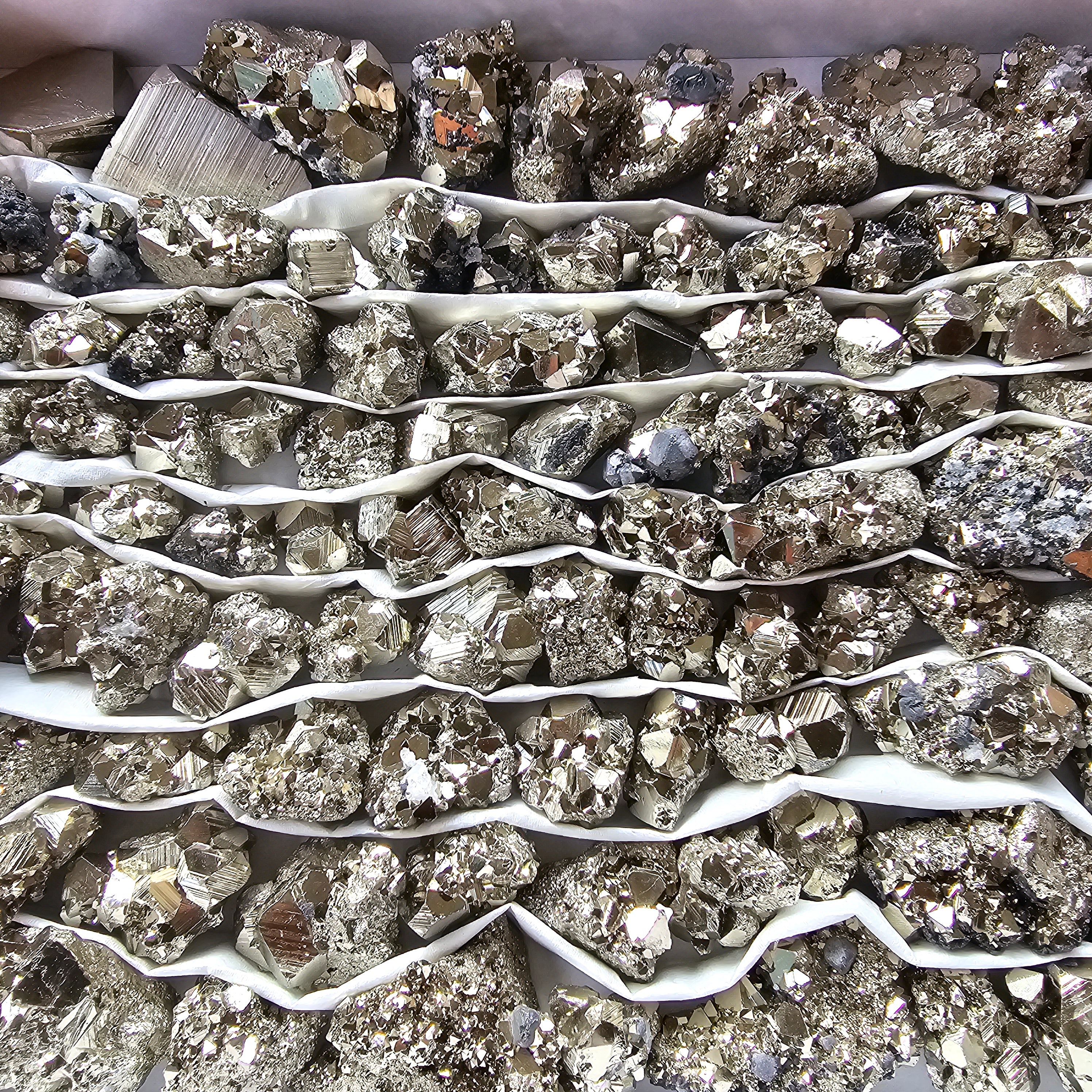 Box 109 pcs big pyrite Octahedral