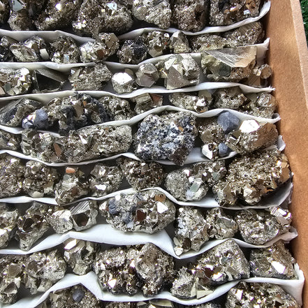Box 109 pcs big pyrite Octahedral