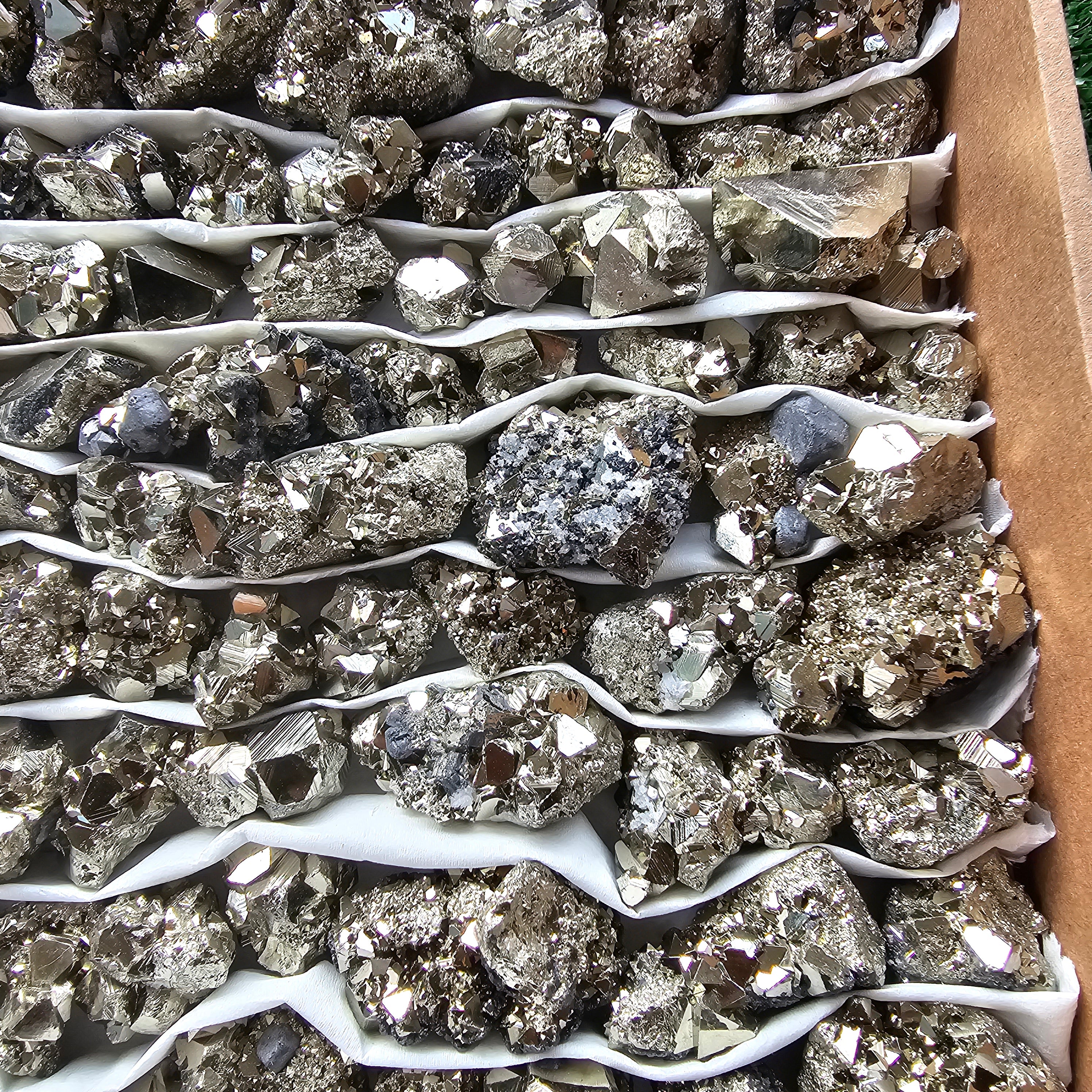 Box 109 pcs big pyrite Octahedral