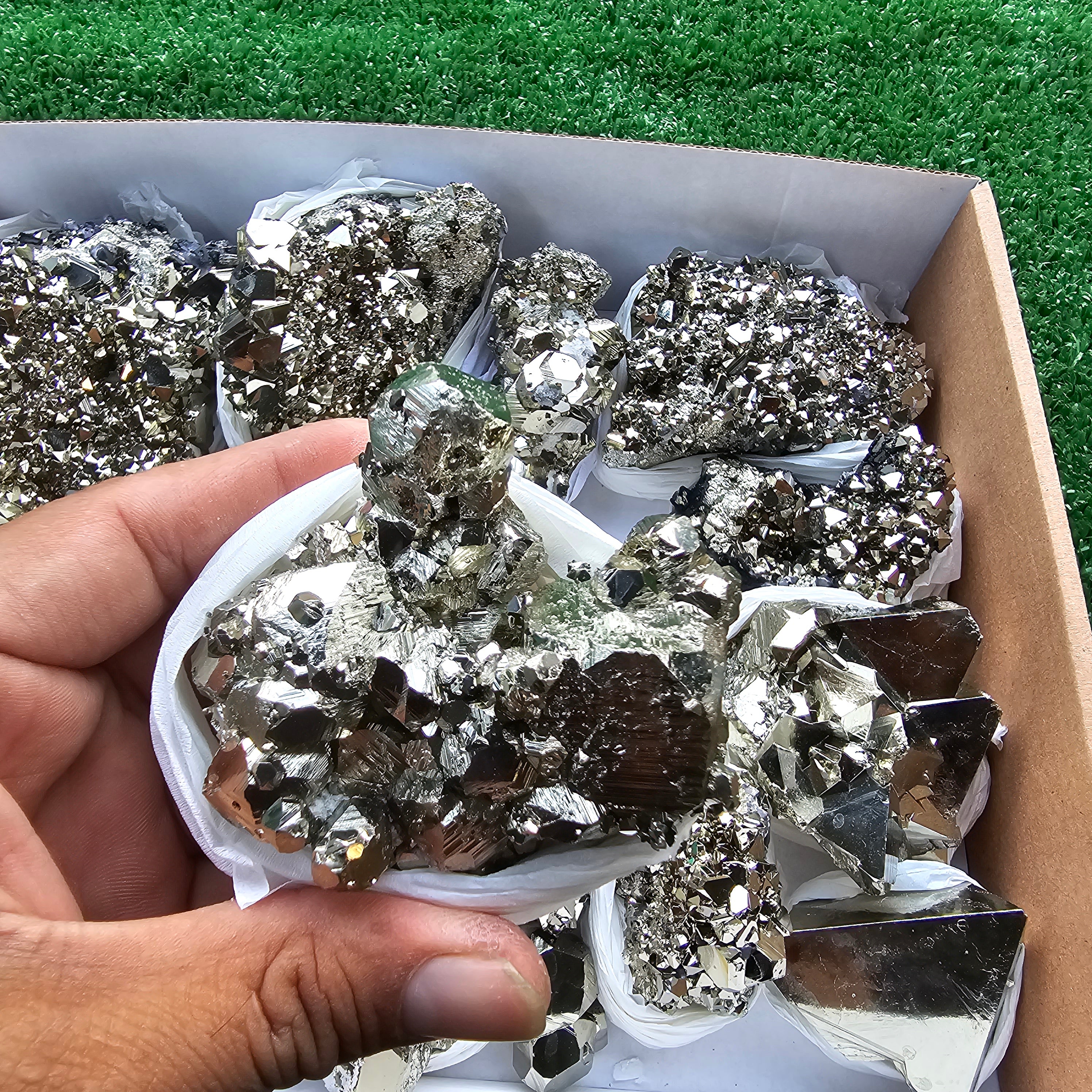 Box 14 pcs big pyrite Octahedral