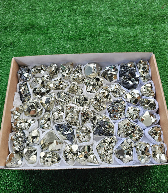 Box 52 pcs big pyrite Octahedral