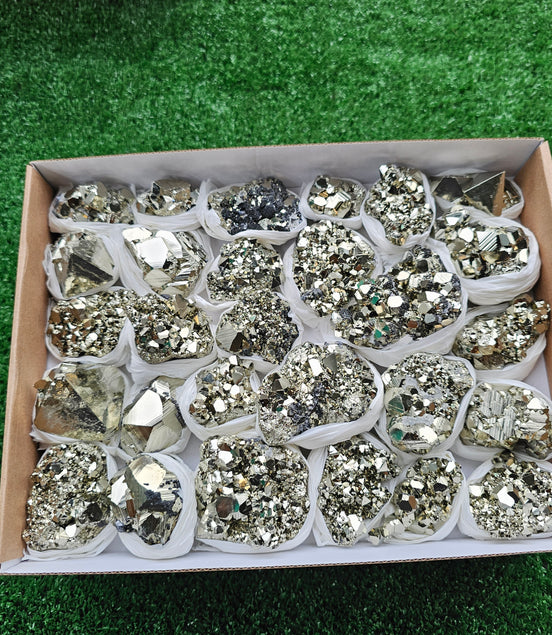 Box 28 pcs big pyrite Octahedral