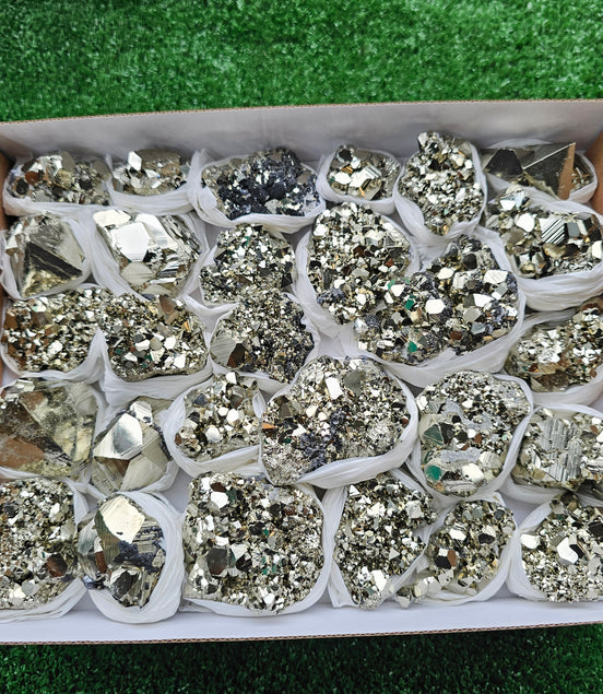 Box 28 pcs big pyrite Octahedral