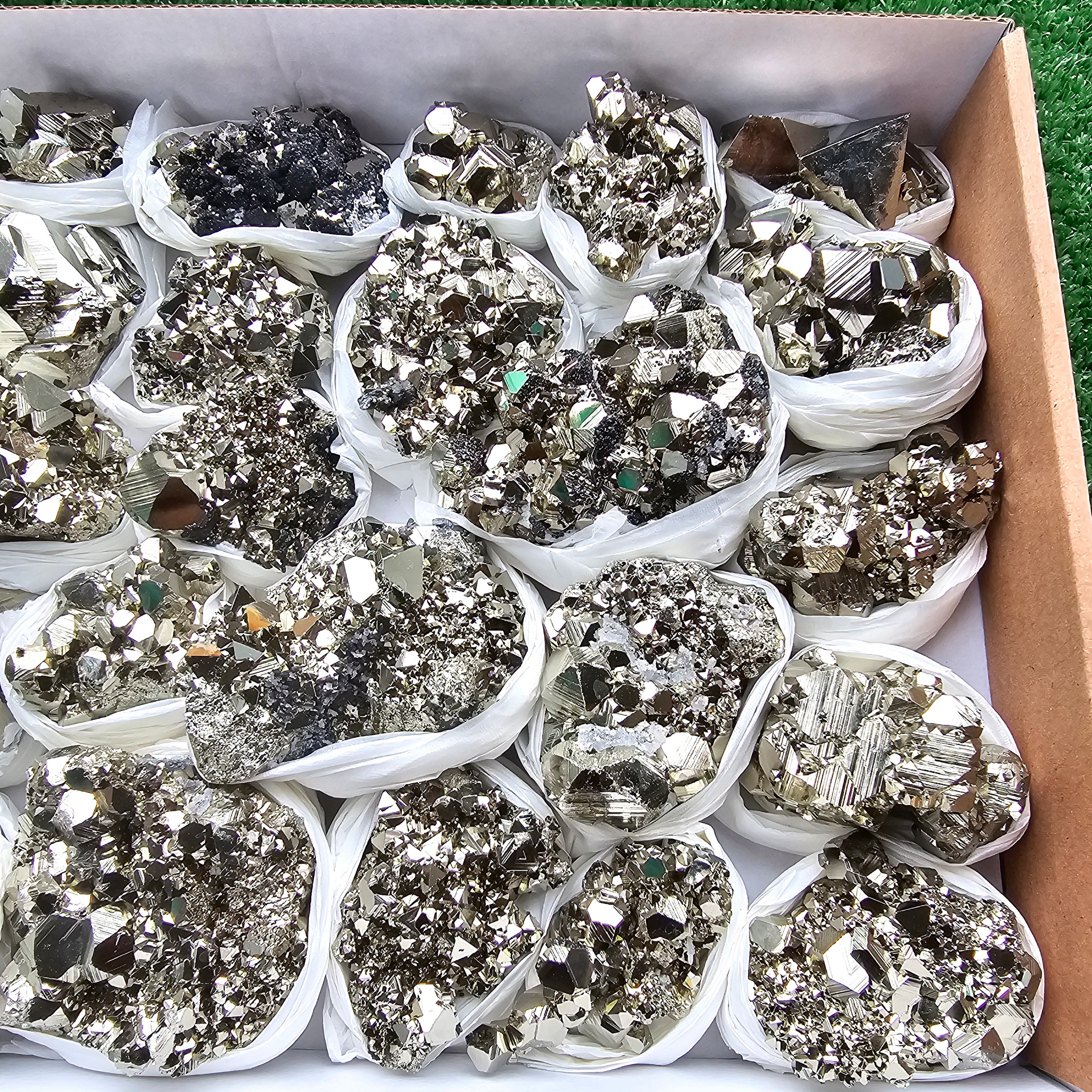 Box 28 pcs big pyrite Octahedral