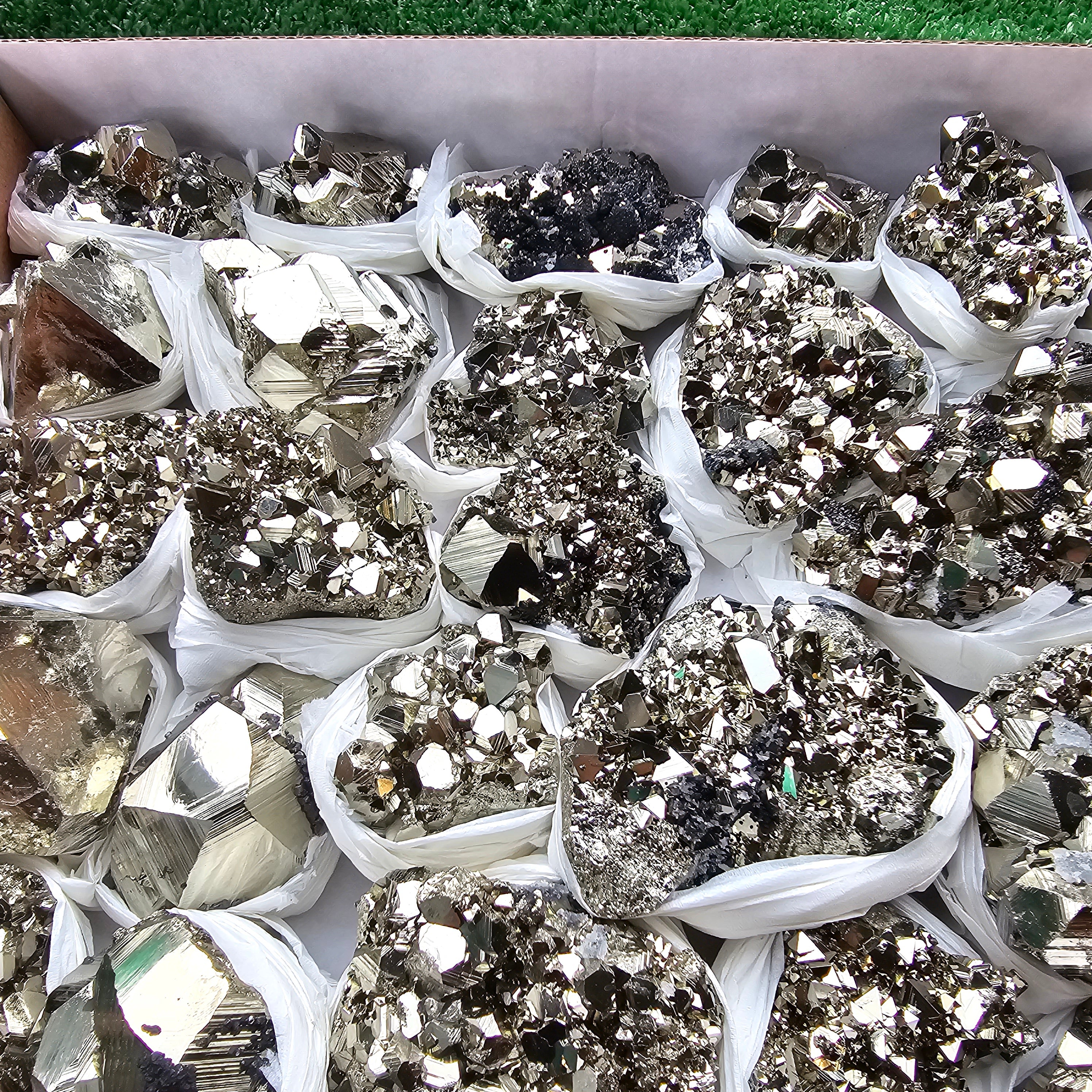 Box 28 pcs big pyrite Octahedral