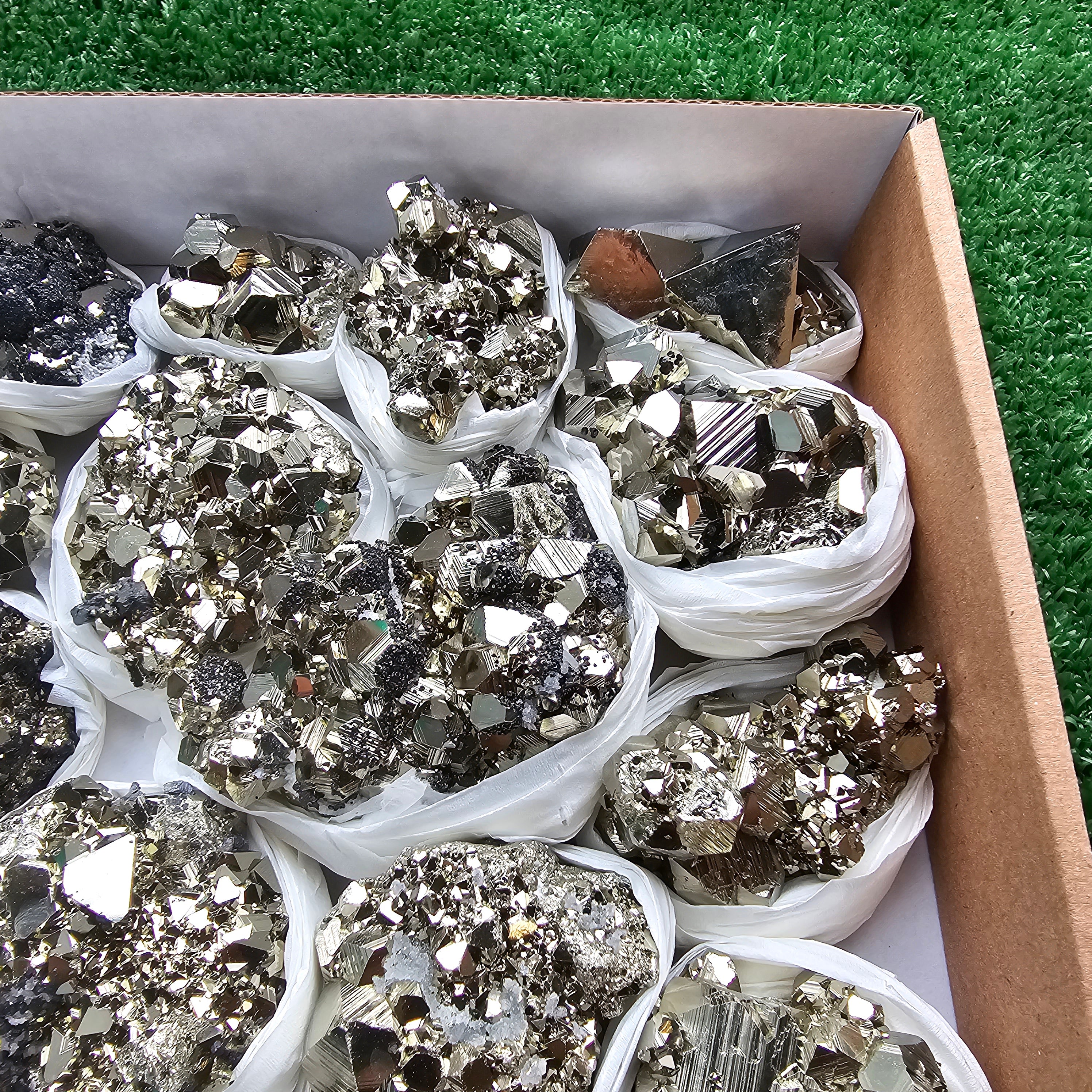 Box 28 pcs big pyrite Octahedral