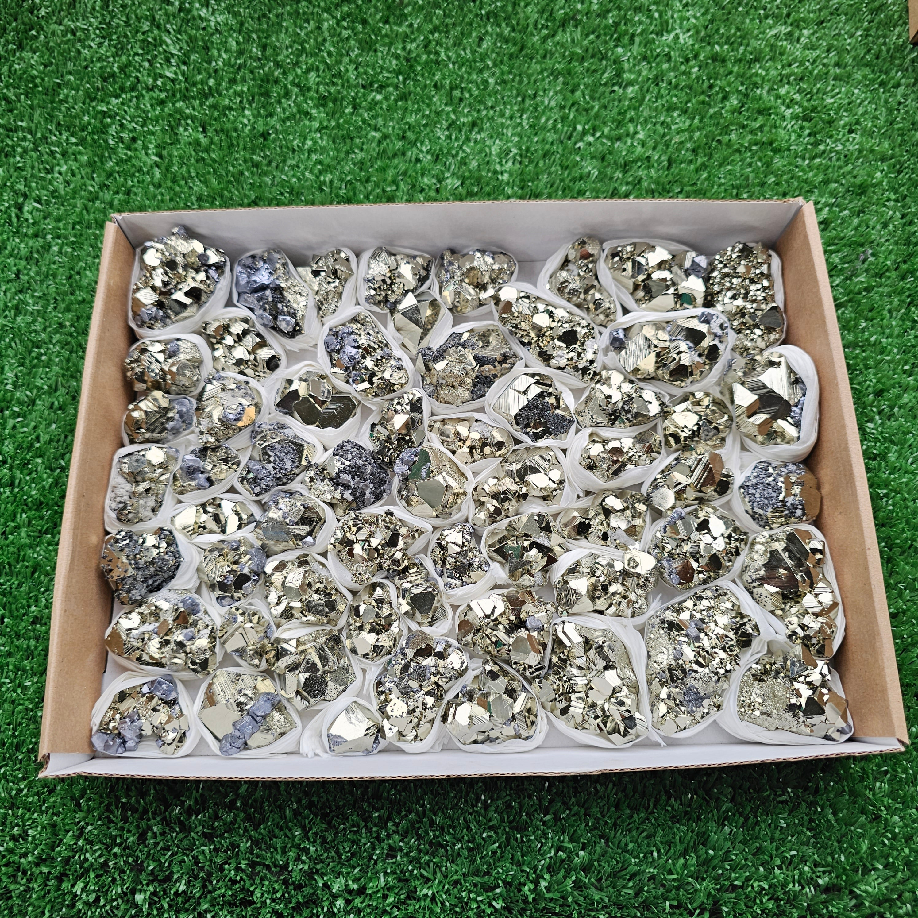 Box 59 pcs big pyrite Octahedral