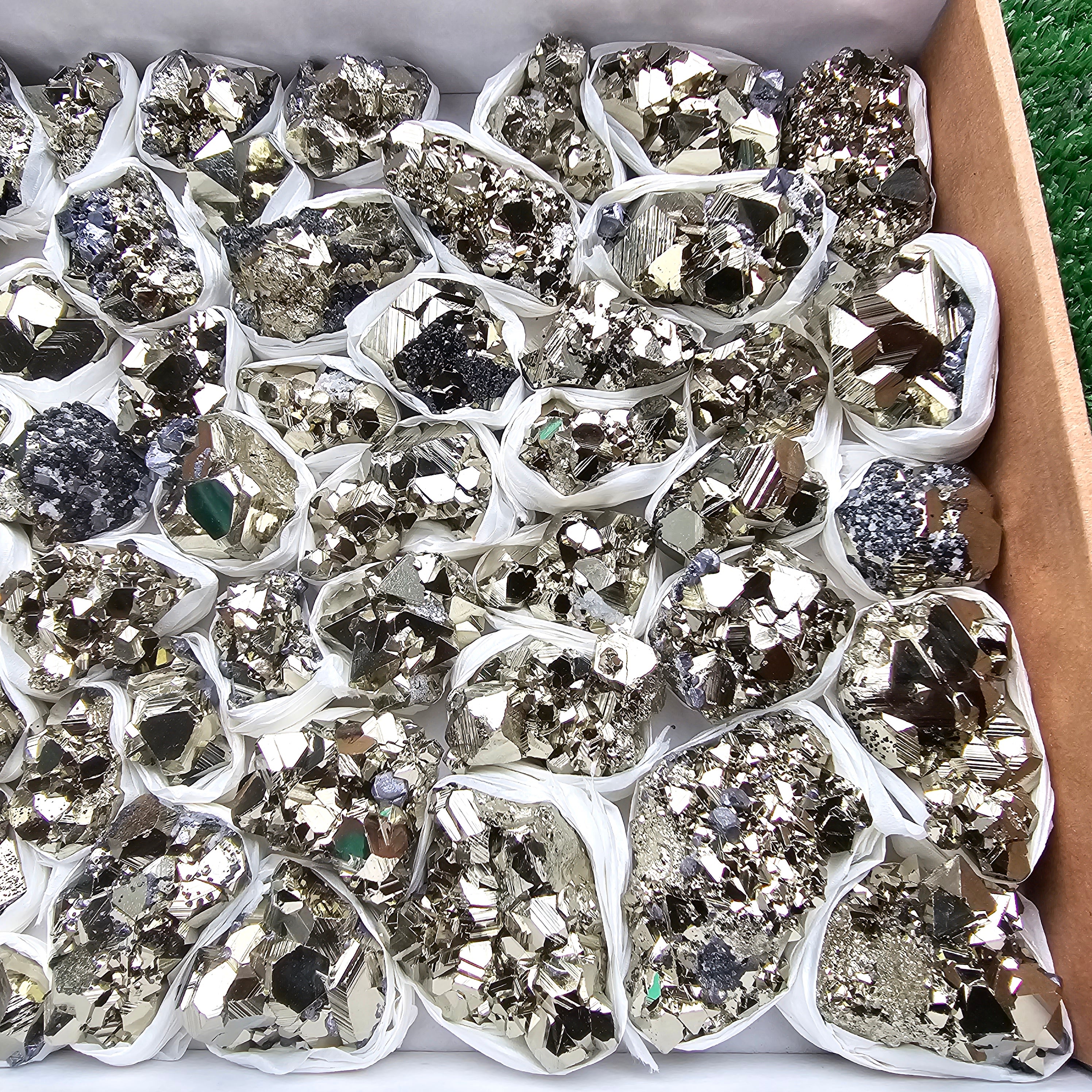 Box 59 pcs big pyrite Octahedral