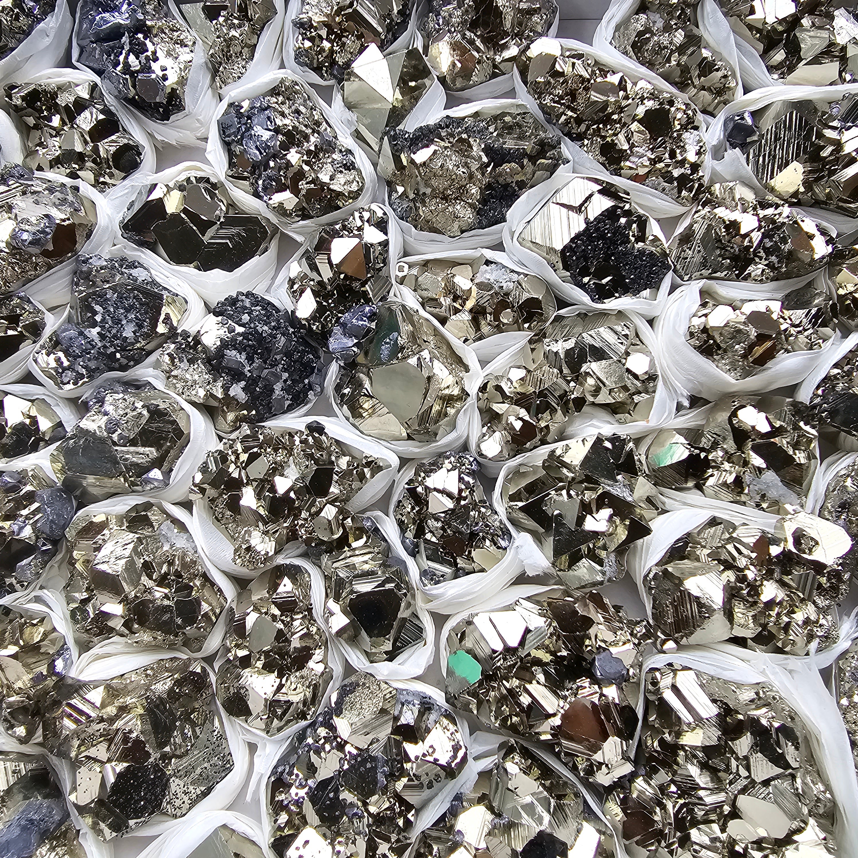 Box 59 pcs big pyrite Octahedral