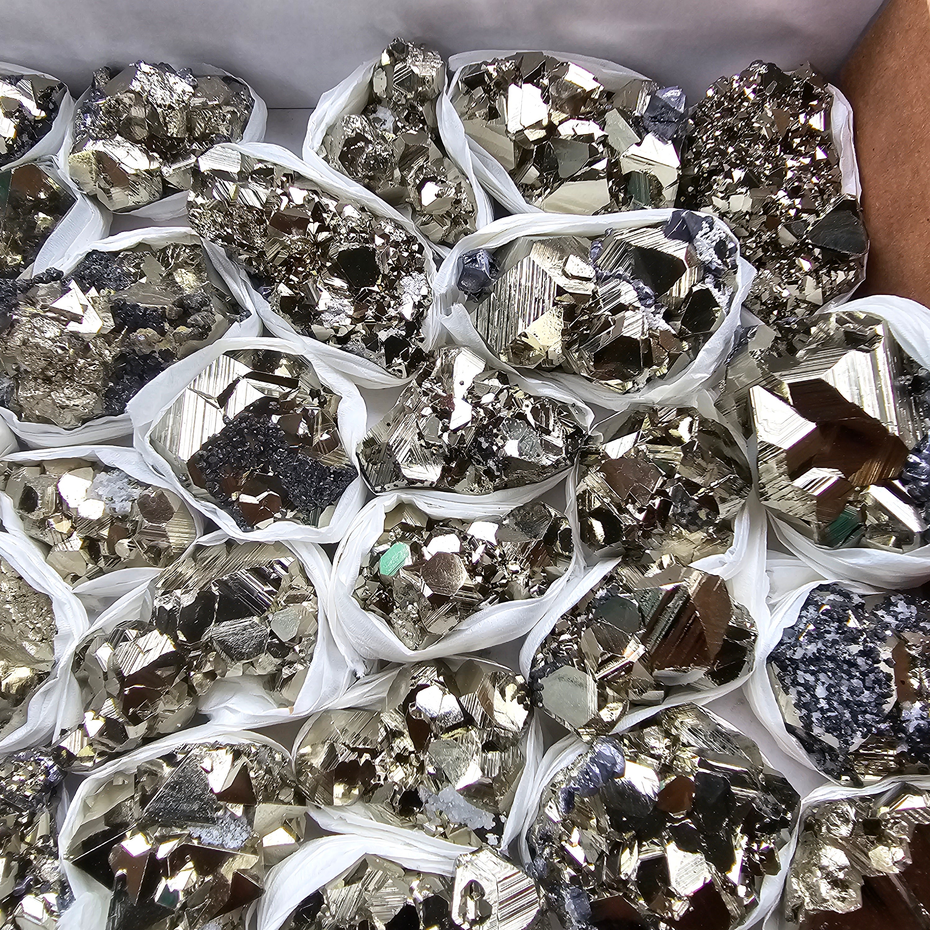 Box 59 pcs big pyrite Octahedral