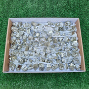 84 pc Box Pyrite Cubic with calcite flourecent