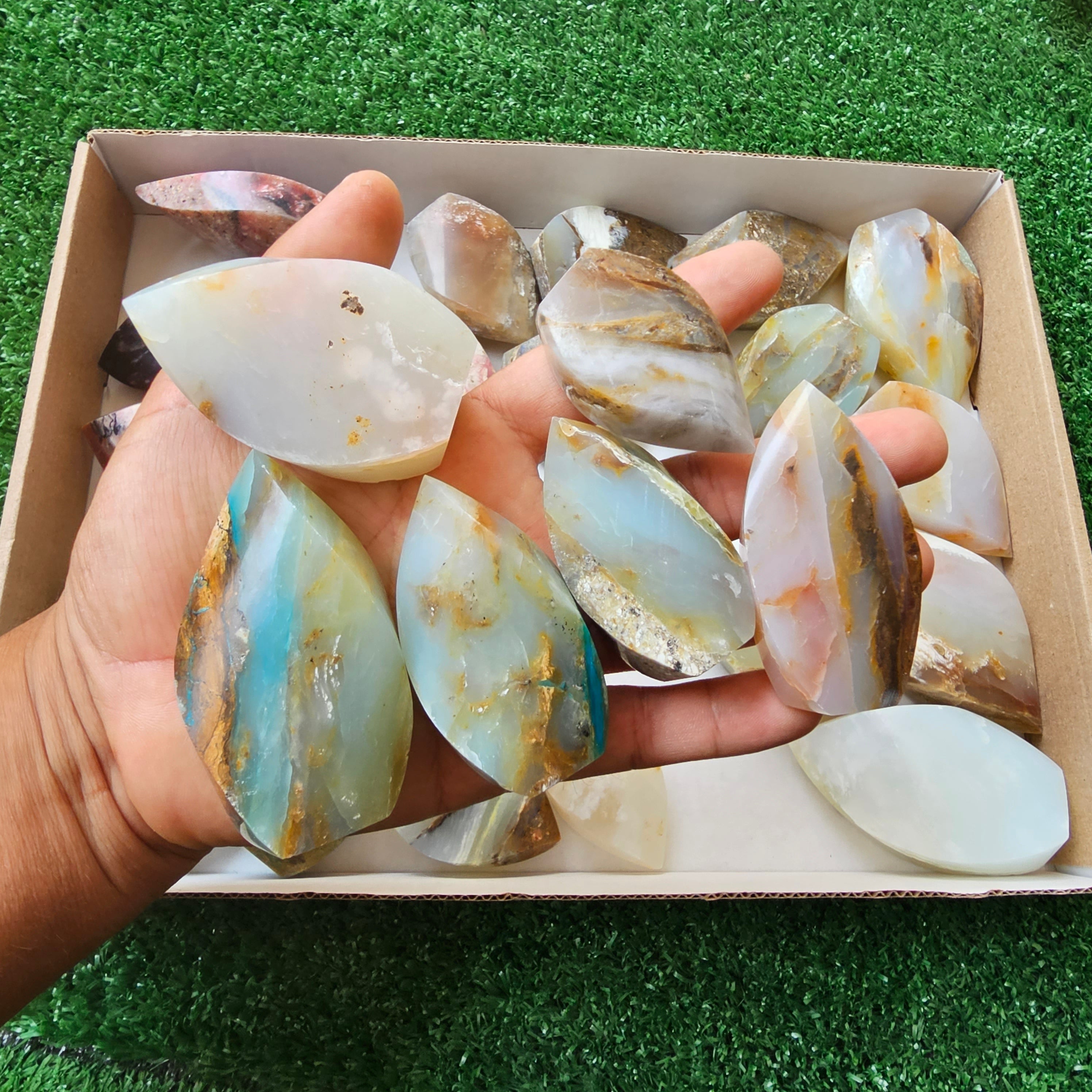28 pc blue opal & strawberry pink opal flames